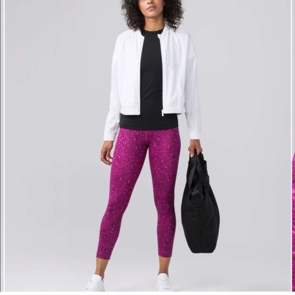 Lululemon Pink Spotted Leggings Like New 4 Gym Work Out Pants Yoga - Picture 4 of 8